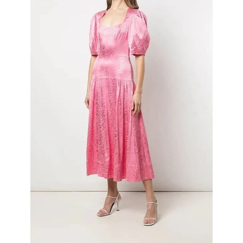 Jonathan Simkhai Rumi Moire Jacquard Camellia Pink Romantic Cocktail Dress Sz 8